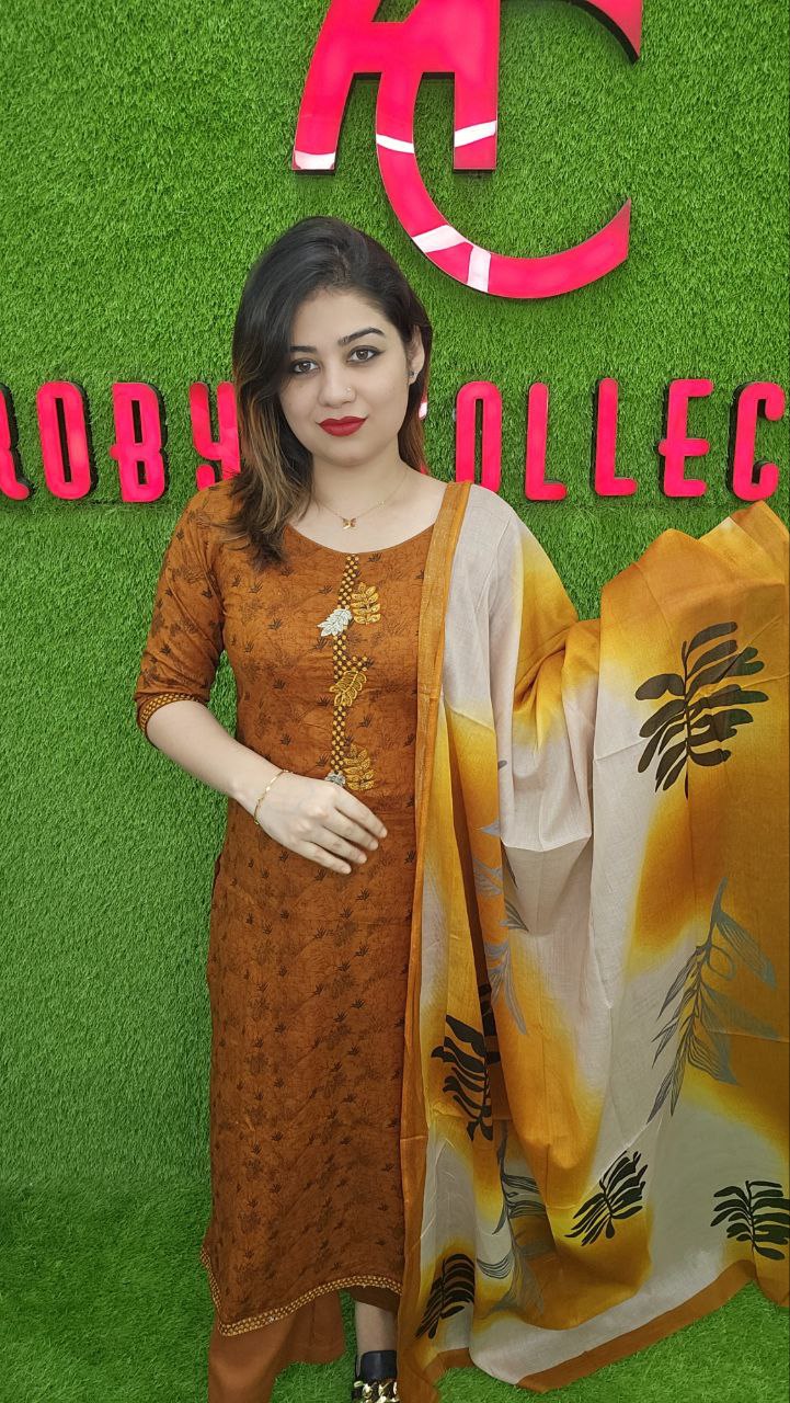 BB672-Gld -1 Unstitched Indian Ganga Three Pieces