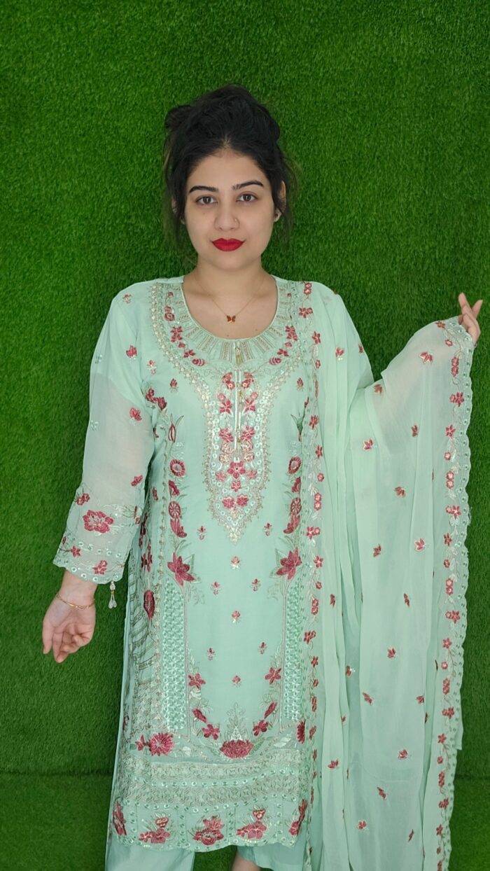 Makhon Georgette with Embroidery