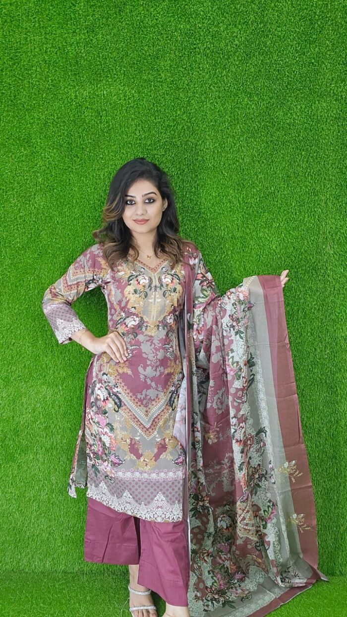 Unstitched Digital Printed Lawn Three Pieces