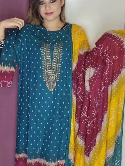 Stitched 2 Pieces Dress Karchupi Works Chunri Print Arobys Collection