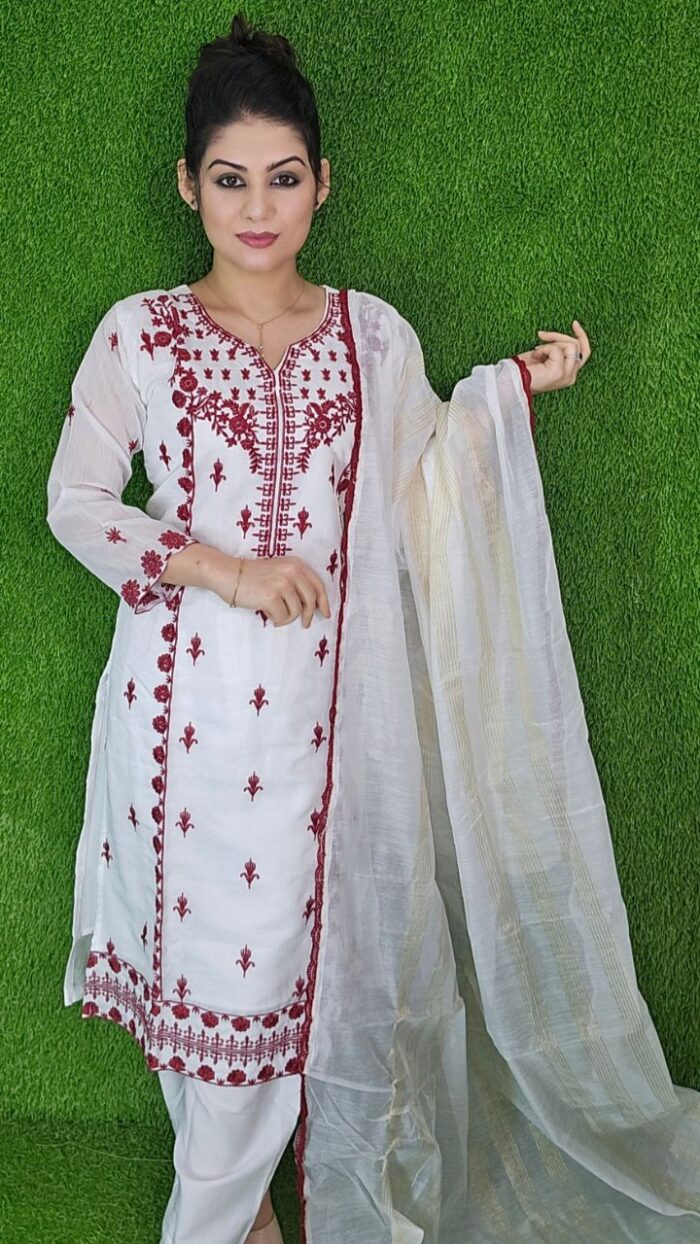 Full Stitched Dress 4 Pieces Indian Chosh & Embroidery Work