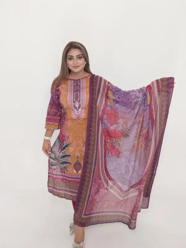 Digital Printed Cotton Lawn Dress