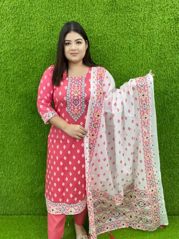 Cotton Jamdani Pattern Embroidered 3 Piece