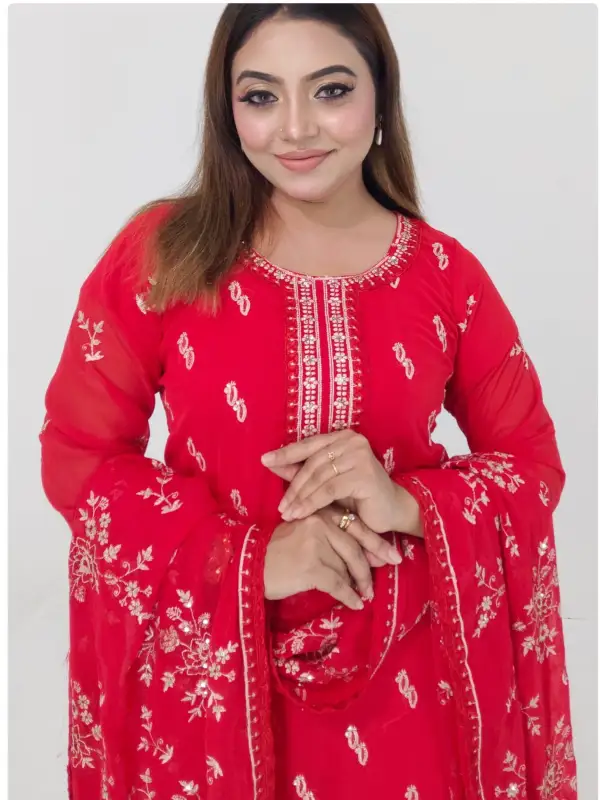 Baby Pink Soft Georgette Unstitched 4 Piece