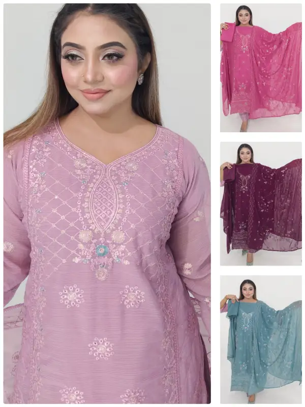 Jam Purple Soft Georgette Unstitched 4 Piece