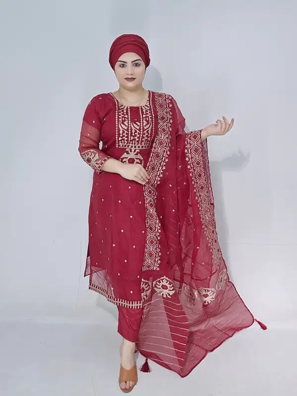 Premium Unstitched Jamdani Organza Bridal Party Wear