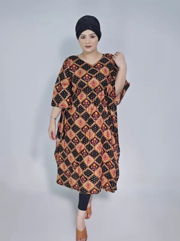 Printed Cotton Semi Long Kaftan