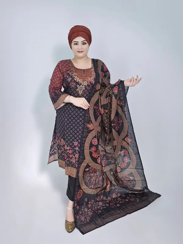 Premium Digital Printed Lawn Unstitched Three-Piece Set