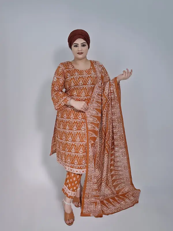 Joypuri Printed Cotton Unstitched Three-Piece Set