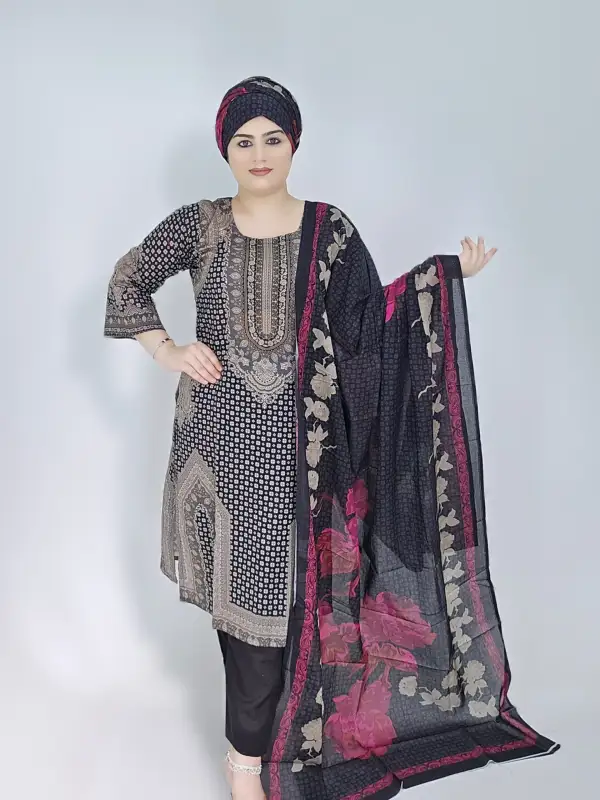 Premium Pakistani Inspired Unstitched Lawn Three-Piece Set