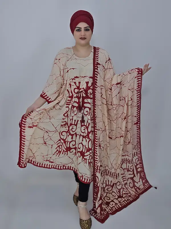 Cotton Batik Readymade Kaftan Two-Piece Set