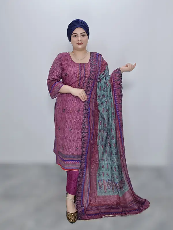 Cotton Boutique Embroidery & Zari Work Three-Piece Set