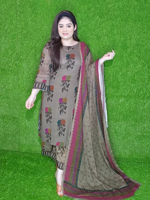 লন / কটন থ্রি-পিস