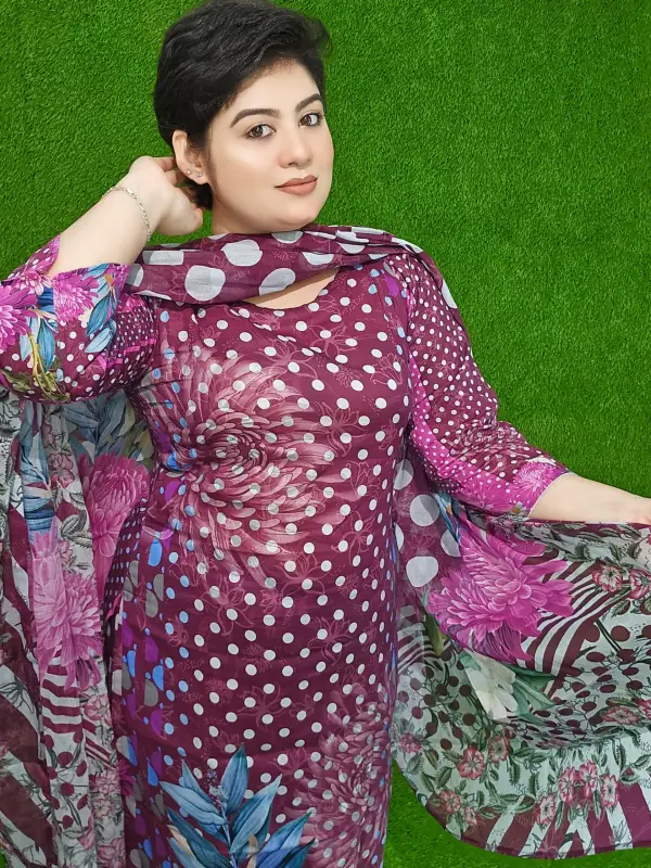 চারিজমা ক্যাটালগের নূর-এ-আয়েশা প্রিমিয়াম আনস্টিচড থ্রি-পিস সেট