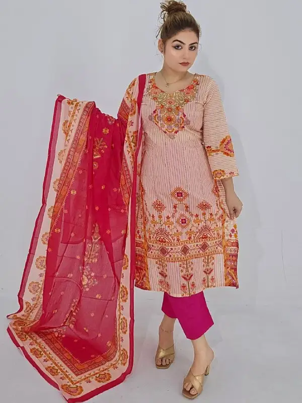 New Arrival: Stylish Digital Print Cotton Lawn Long Dress