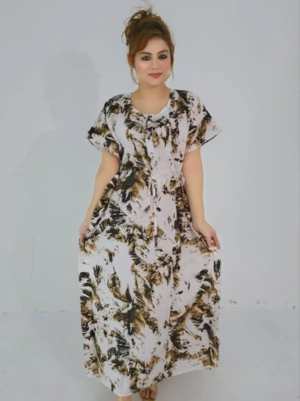Offwhite Button style kaftan maxi comfortable for night wear