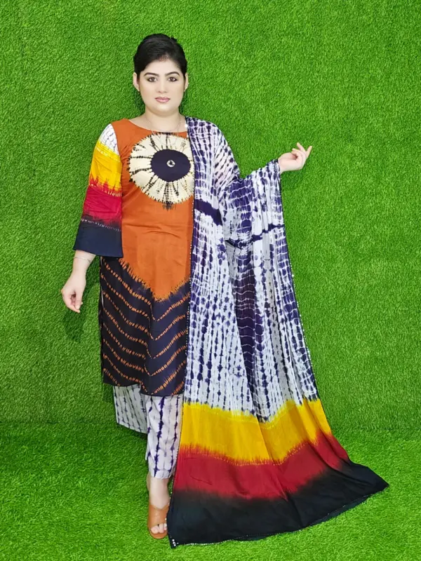 প্রিমিয়াম বাটিক প্রিন্ট কটন আনস্টিচড থ্রি-পিস